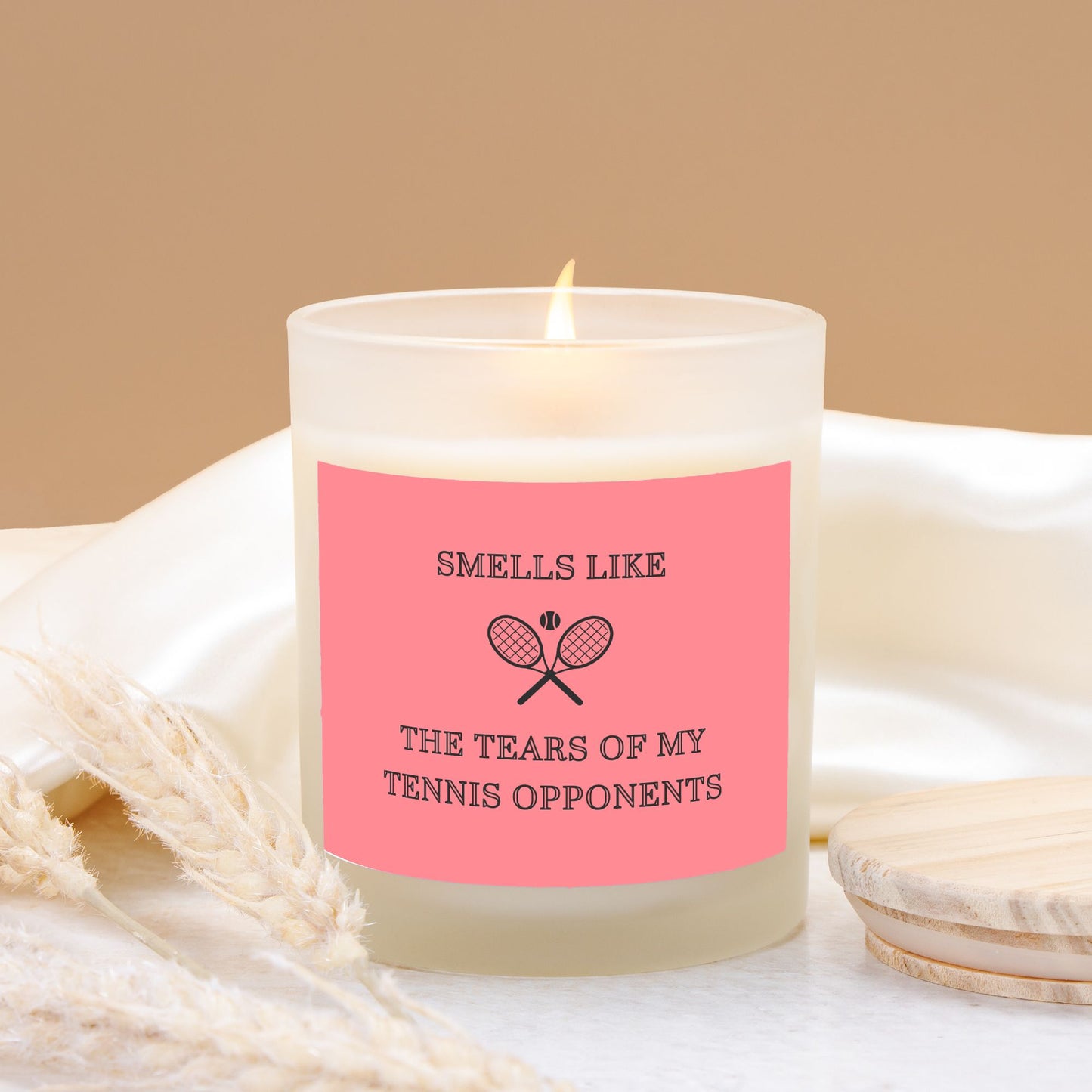 Smells Like The Tears of My Tennis Opponents Candle Frosted Glass Candle Frosted Glass (Hand Poured 11 oz)