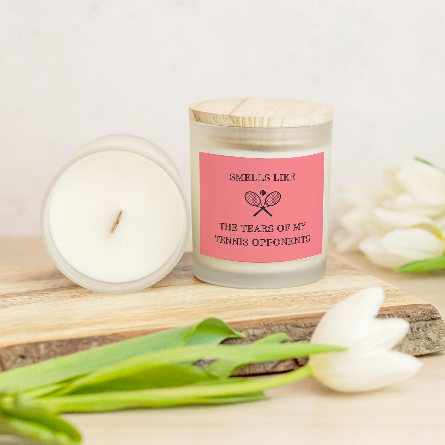 Smells Like The Tears of My Tennis Opponents Candle Frosted Glass Candle Frosted Glass (Hand Poured 11 oz)